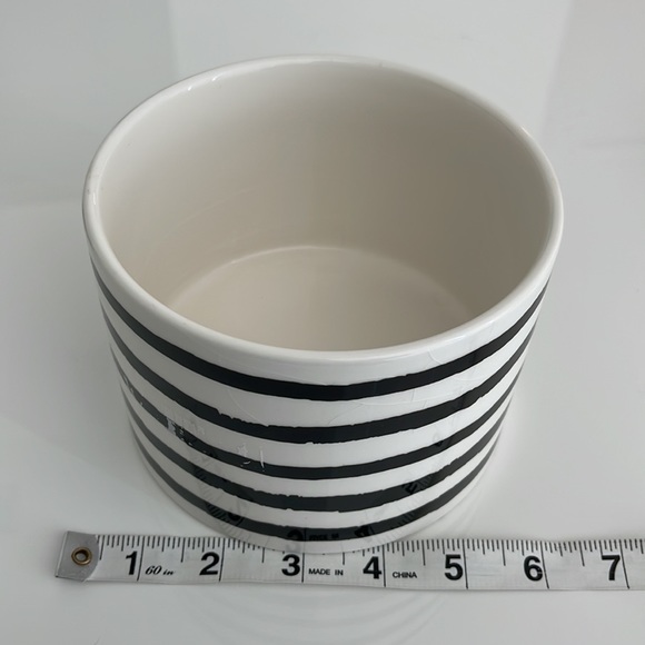 Large Ceramic Canister with Wood Lid-Black Stripe - Picture 4 of 5
